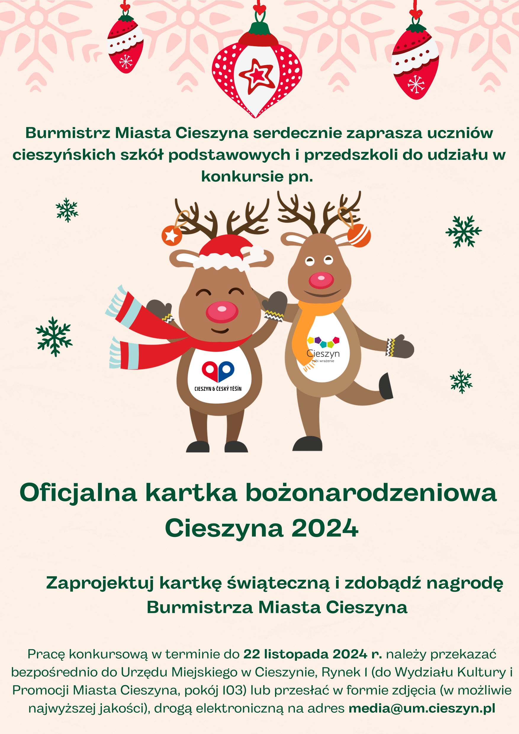 Plakat informujący o konkursie na kartkę świąteczną